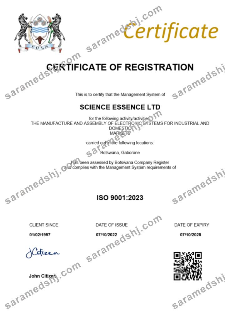 Botswana certificate of registration Word and PDF template